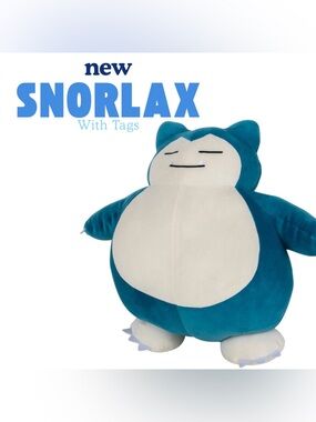 New Snorlax Plush Large Pokemon Stuffed Animal w/ Tags Soft Cuddly Blue